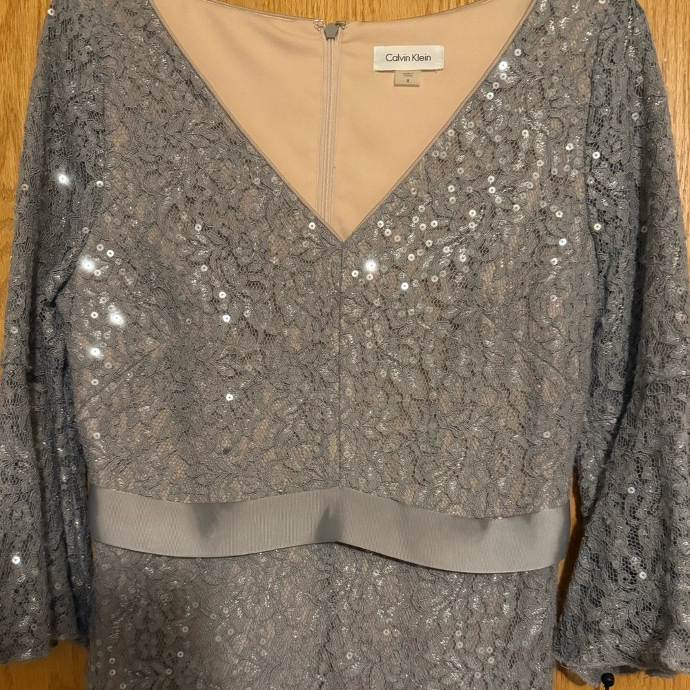Calvin Klein Silver Sequin Dress